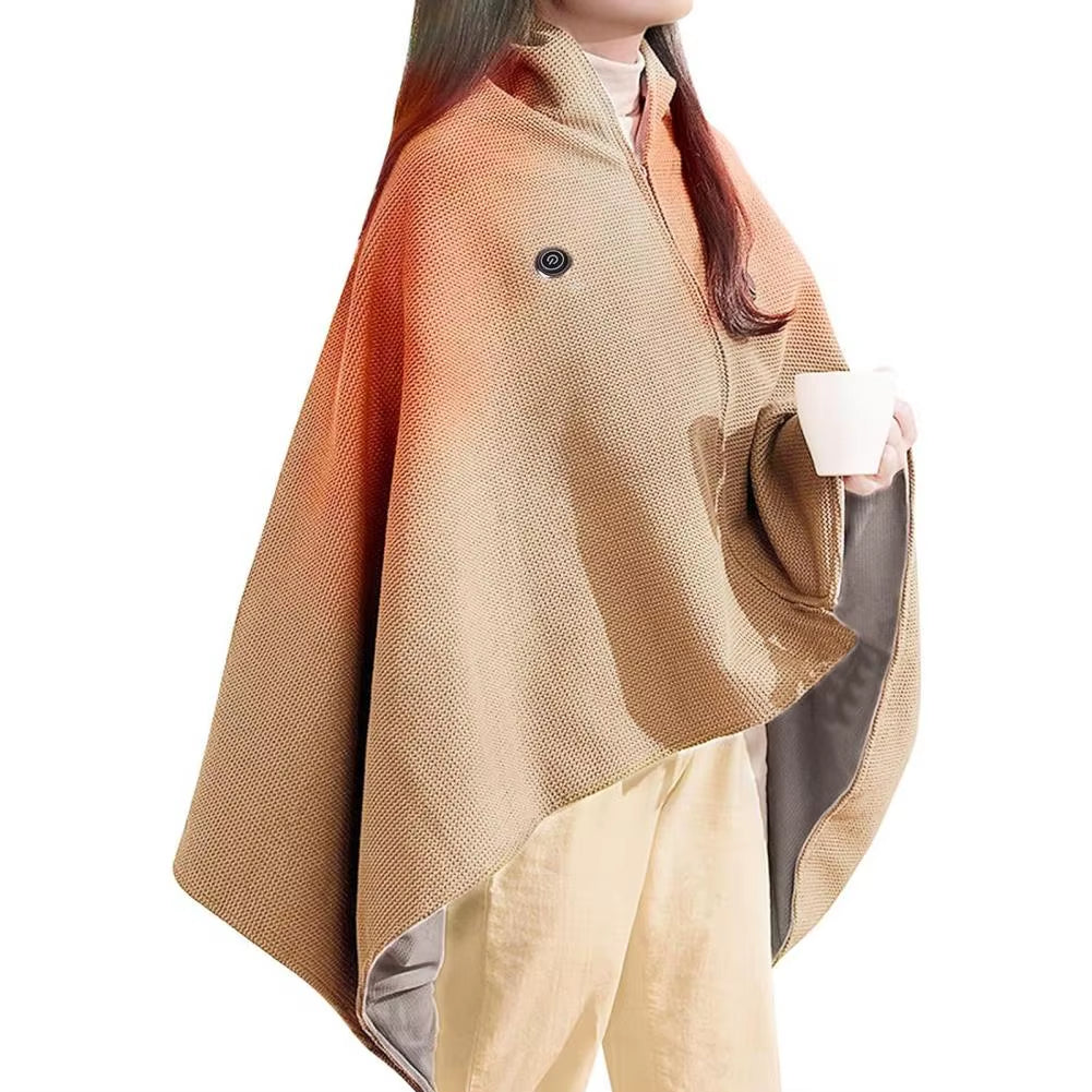 Rechargeable Shawl Usb-Powered Shawl Blanket Bag 2-In-1 Electric Heating Scarf Blanket Poncho for Women Winter Warmth