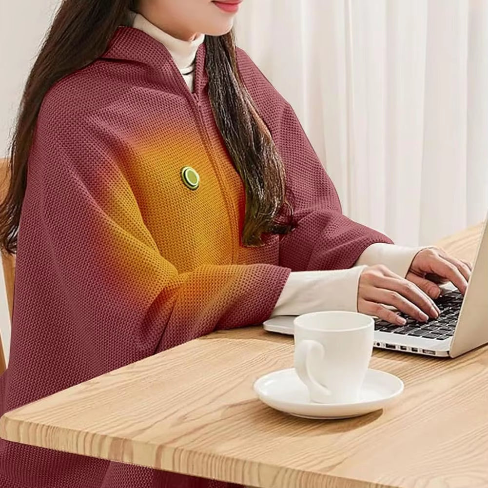 Rechargeable Shawl Usb-Powered Shawl Blanket Bag 2-In-1 Electric Heating Scarf Blanket Poncho for Women Winter Warmth